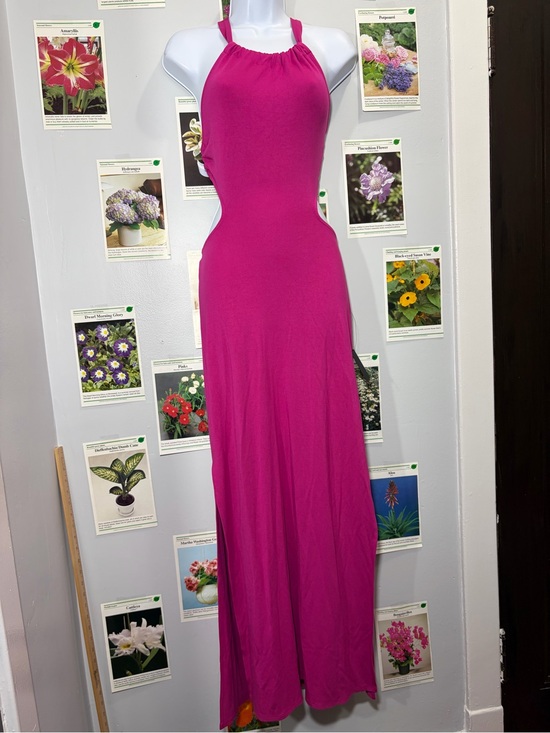 Lulus Dresses & Skirts - Lulus athletica Fuchsia Halter Cutout Maxi Dress